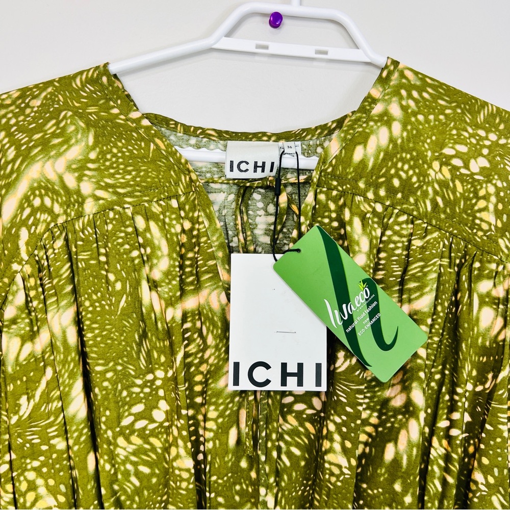 ICHI Green Oversized Boho Abstract Print Dress | Size 36 EU US 6 - Picture 7 of 14